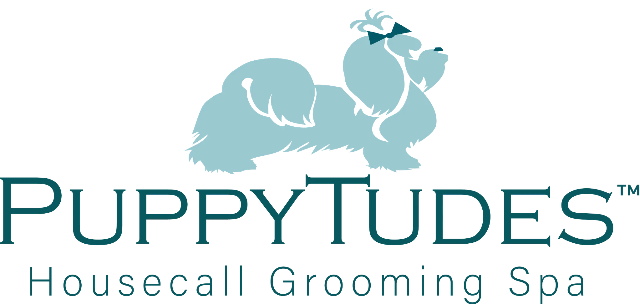 Puppytudes logo for high-end housecall dog grooming